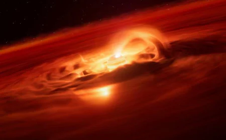 Mysterious planet is gobbling 6 billion tons of gas and dust a second