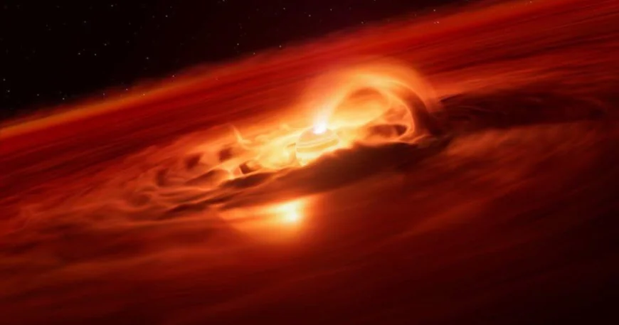 Mysterious planet is gobbling 6 billion tons of gas and dust a second